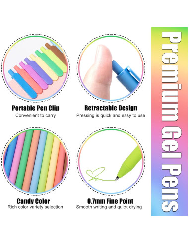 Bolígrafos de Gel Retráctiles Drawdart 12 Colores 0.7mm