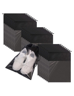 24 Bolsas de Zapatos Portátiles Organizador Negro 32x44 cm