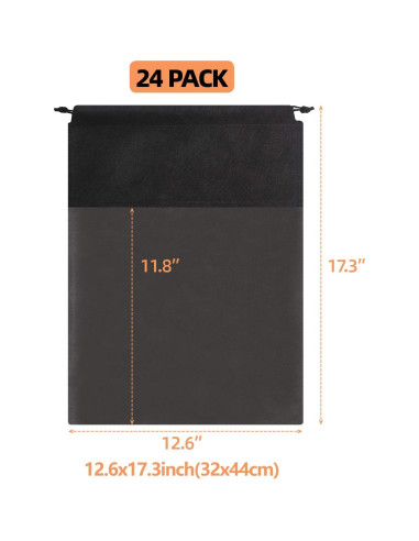 24 Bolsas de Zapatos Portátiles Organizador Negro 32x44 cm