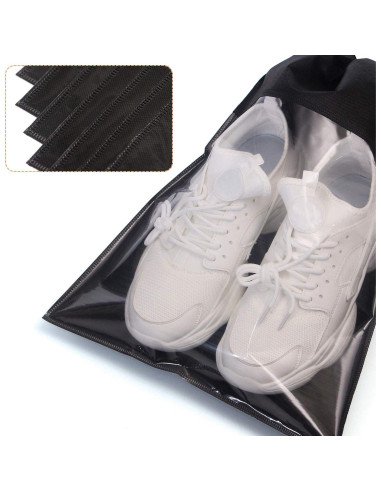 24 Bolsas de Zapatos Portátiles Organizador Negro 32x44 cm
