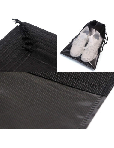 24 Bolsas de Zapatos Portátiles Organizador Negro 32x44 cm