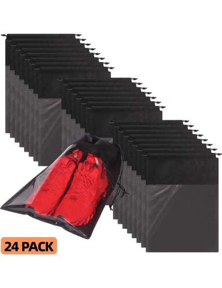 24 Bolsas de Zapatos Portátiles Organizador Negro 32x44 cm 24 Bolsas de Zapatos Portátiles Organizador Negro 32x44 cm