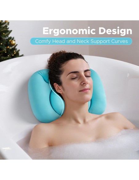 Almohada de Baño Sunlit Azul con Ventosas Ergonómicas Almohada de Baño Sunlit Azul con Ventosas Ergonómicas