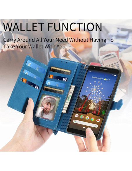 Funda de Cuero PU para Google Pixel 3a con Soporte Azul Funda de Cuero PU para Google Pixel 3a con Soporte Azul