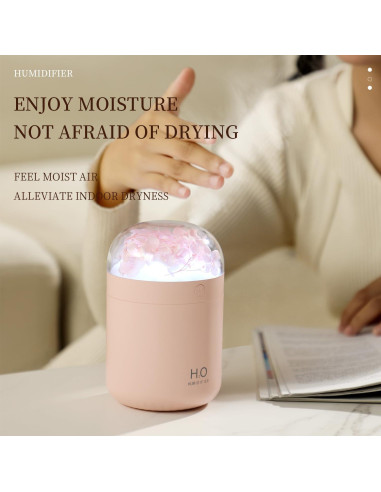 Humidificador Mini H2O Jialong Rosa con Luz LED y 3 Modos