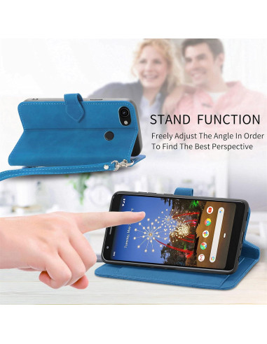 Funda de Cuero PU para Google Pixel 3a con Soporte Azul