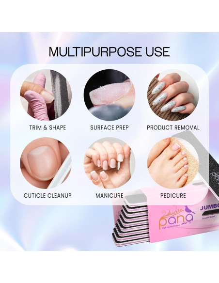10 Piezas Lima de Uñas Doble Cara Jumbo PANA 60/60 Negra 10 Piezas Lima de Uñas Doble Cara Jumbo PANA 60/60 Negra