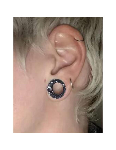 Tapones de Silicona Kridzisw 10G 50mm Doble Flare Negro Blanco