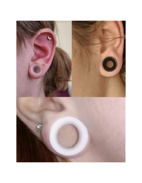 Tapones de Silicona Kridzisw 10G 50mm Doble Flare Negro Blanco Tapones de Silicona Kridzisw 10G 50mm Doble Flare Negro Blanco