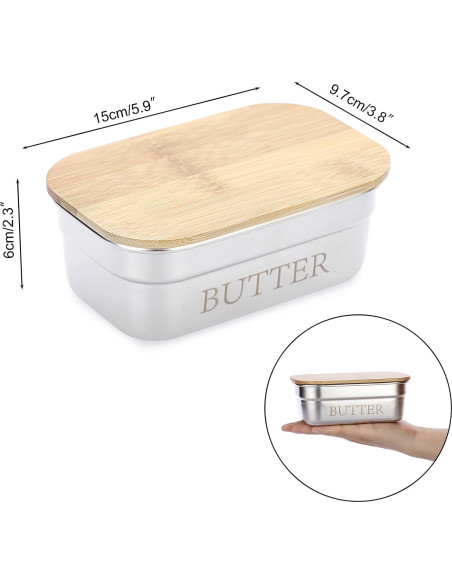 Plato de Mantequilla Acero Inoxidable BSTKEY con Tapa 15x9.5cm Plato de Mantequilla Acero Inoxidable BSTKEY con Tapa 15x9.5cm