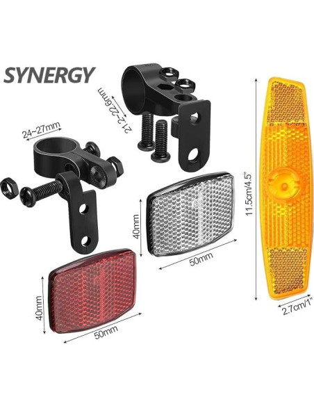 Kit de Reflectores Delanteros y Traseros 6 Pcs SYNERGY para Bicicleta Kit de Reflectores Delanteros y Traseros 6 Pcs SYNERGY para Bicicleta