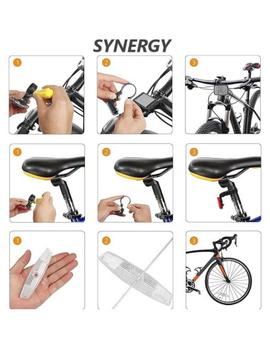 Kit de Reflectores Delanteros y Traseros 6 Pcs SYNERGY para Bicicleta