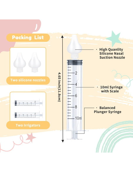 Irrigador Nasal para Bebé Aufisi 10ml 2 Piezas Silicona Segura Irrigador Nasal para Bebé Aufisi 10ml 2 Piezas Silicona Segura