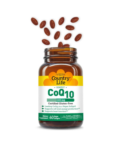 Suplemento CoQ10 100mg Country Life - 60 Gelatinas Blandas