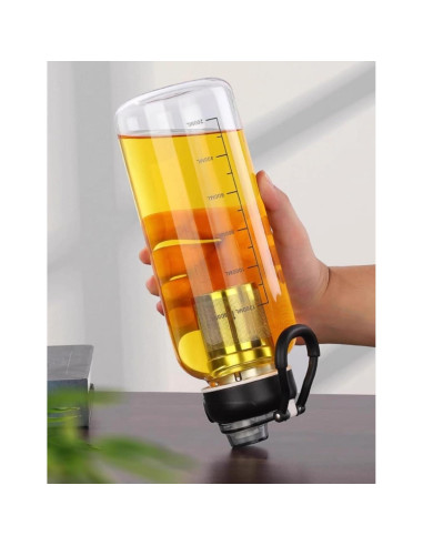 Botella de Agua de Vidrio 1500ml HOYUANSU con Infusor y Tapa Bloqueo