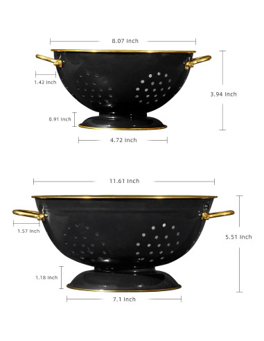 Set de Coladores de Metal BeFare 2 Piezas 3 y 5 Cuartos