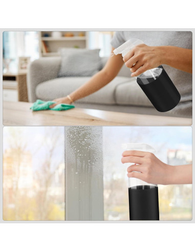 2 Botellas de Spray de Vidrio 473ml con Manga de Silicona Negra