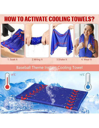 12 Toallas Refrigerantes CraftyDream 101.6x30.5cm Softball