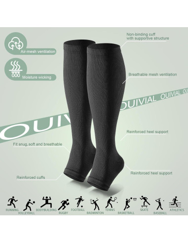 Calcetines de Compresión OUIVIAL 20-30mmHg Abiertos Unisex