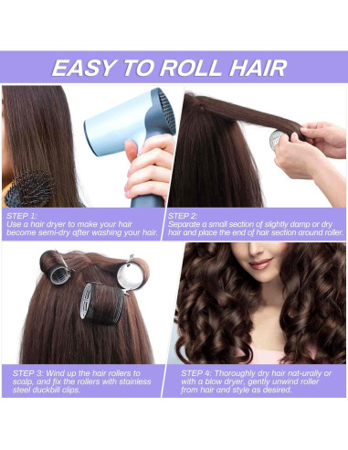 Juego de Rulos Autoadhesivos Shynek - 24 Piezas con Clips