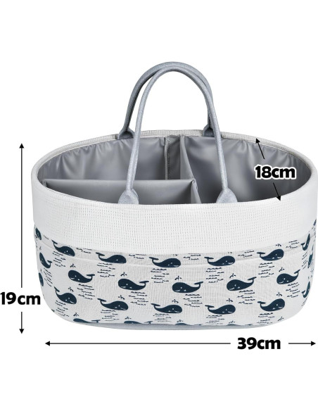 Cesta Organizadora de Pañales Lemonfilter Gris Blanco 24.89x19.81 cm Cesta Organizadora de Pañales Lemonfilter Gris Blanco 24.89x19.81 cm