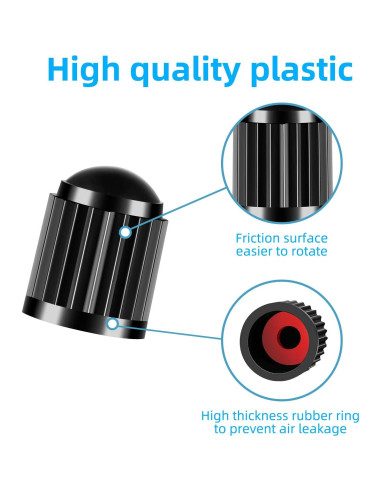 Tapa de Válvula de Neumático HZJD Negra 25PCS para Coches y Bicicletas