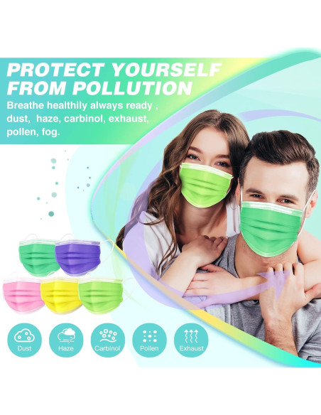 Mascarillas Desechables XDX 3 Capas Coloridas 50 Pcs Adulto Unisex Mascarillas Desechables XDX 3 Capas Coloridas 50 Pcs Adulto Unisex