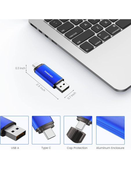 Unidad Flash USB 32GB Vansuny Doble Tipo-C y USB A OTG Unidad Flash USB 32GB Vansuny Doble Tipo-C y USB A OTG