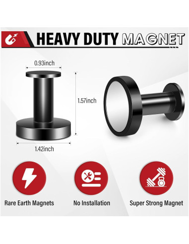 Ganchos Magnéticos TOP MAGNETS 3Pcs Soporte 68.18kg Negro