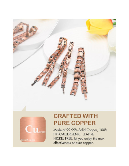 Pulsera Magnética de Cobre Feraco 99.99% Pura 2X Ajustable Pulsera Magnética de Cobre Feraco 99.99% Pura 2X Ajustable