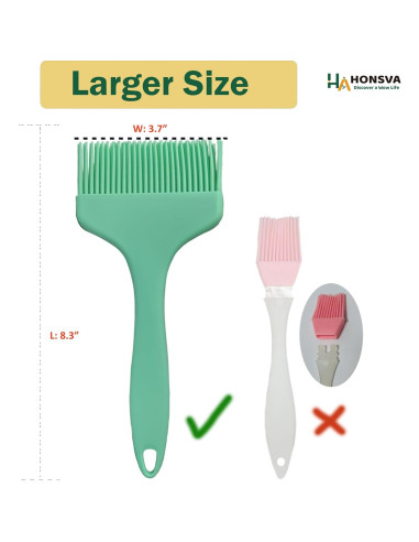 Brocha de Silicona Honsva 21.6 cm Resistente al Calor Verde Menta