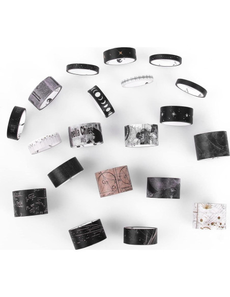 Juego de Cinta Washi Dizdkizd 20 Rollos Negro 5-25mm para Manualidades Juego de Cinta Washi Dizdkizd 20 Rollos Negro 5-25mm para Manualidades