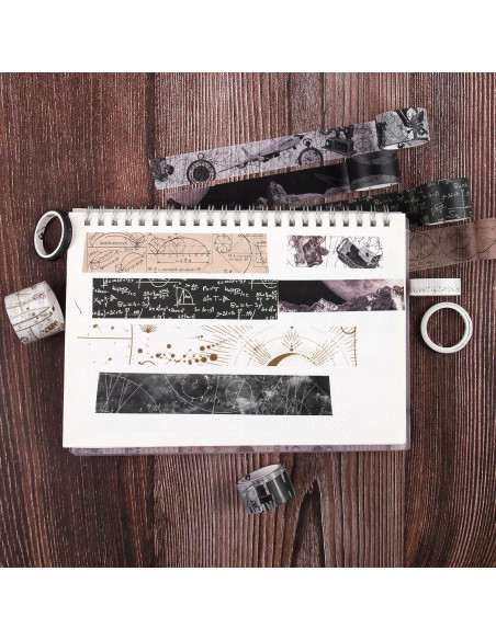 Juego de Cinta Washi Dizdkizd 20 Rollos Negro 5-25mm para Manualidades Juego de Cinta Washi Dizdkizd 20 Rollos Negro 5-25mm para Manualidades
