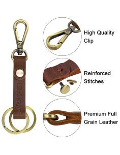 Llavero de Cuero Genuino Wisdompro - 2 Pcs, Clip de Bucle 2