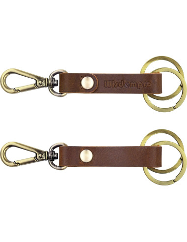 Llavero de Cuero Genuino Wisdompro - 2 Pcs, Clip de Bucle