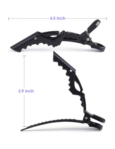 Clips de Pelo de Cocodrilo GLAMFIELDS 12 Pcs Negros Antideslizantes
