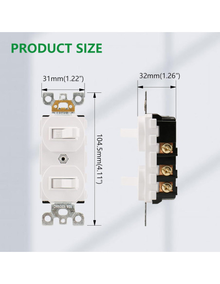 Interruptor de Luz Doble Palanca Wengart 15A 120V Paquete 2 Interruptor de Luz Doble Palanca Wengart 15A 120V Paquete 2
