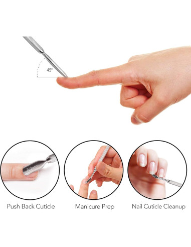 Removedor de Cutículas Rikans de Acero Inoxidable 2 en 1