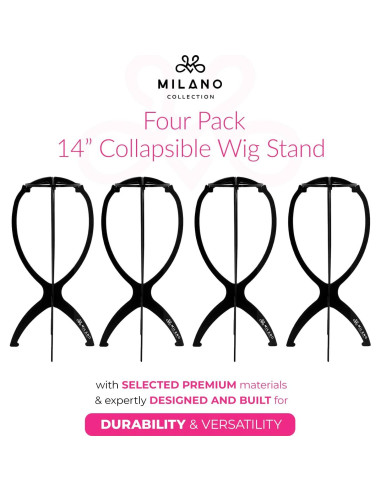 Soporte Plegable para Pelucas Milano - Paquete de 4, Ligero y Portátil