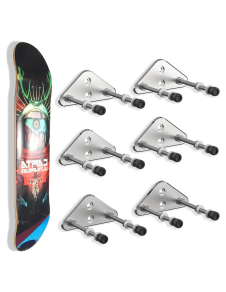 Soporte de Pared para Skateboard Aluminio 6 Paquetes Plata Soporte de Pared para Skateboard Aluminio 6 Paquetes Plata