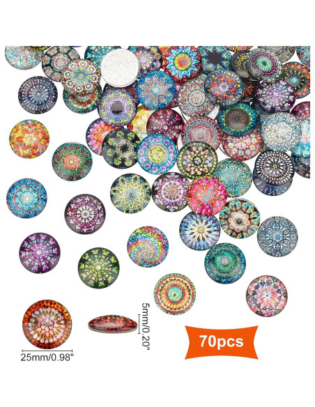 Cabochones de Vidrio Caleidoscópicos PH PandaHall 25mm - 70pcs Cabochones de Vidrio Caleidoscópicos PH PandaHall 25mm - 70pcs