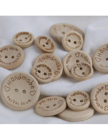 150 Botones de Madera Hechos a Mano MASONEE - Redondos 15-25mm