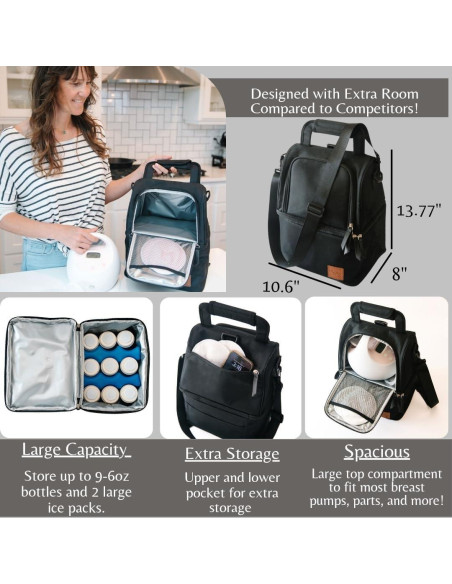 Bolsa Enfriadora de Leche Materna CRKSKYCO Negra Aislada 12h Bolsa Enfriadora de Leche Materna CRKSKYCO Negra Aislada 12h
