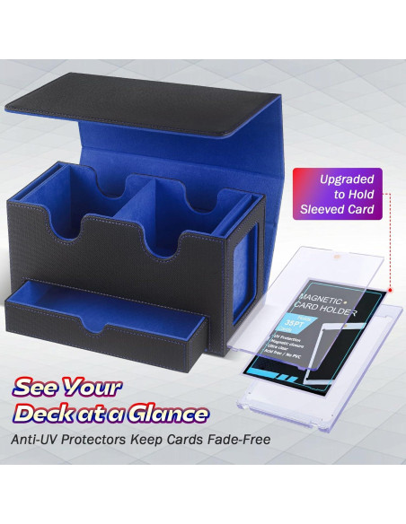 Caja de Deck PUKYO para MTG y Yu-Gi-Oh, 320+ cartas, Negro/Azul Caja de Deck PUKYO para MTG y Yu-Gi-Oh, 320+ cartas, Negro/Azul