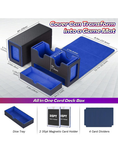 Caja de Deck PUKYO para MTG y Yu-Gi-Oh, 320+ cartas, Negro/Azul