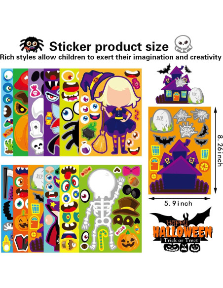 Calcomanías de Halloween DUJAA 48 Piezas para Niños Calcomanías de Halloween DUJAA 48 Piezas para Niños