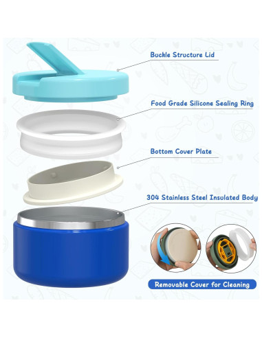 Caja de Almuerzo Bento Lohasok Azul 4 Compartimentos 1600ml