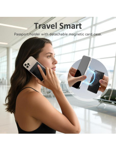 Portafolios de Pasaporte de Cuero XquiziFit Negro RFID 2