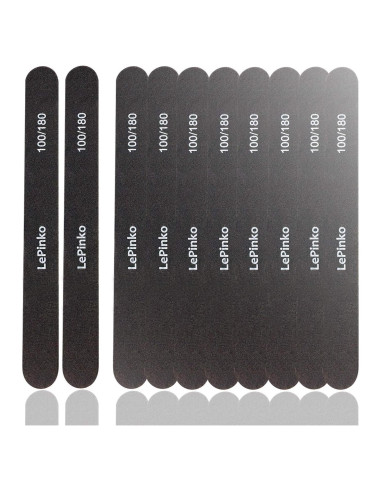 Juego de 10 limas de uñas LePinko 100/180 para manicura