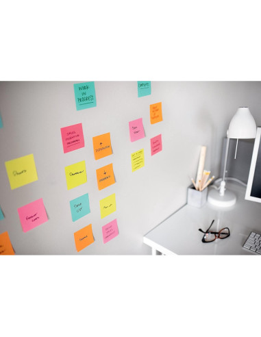 Dispensador Post-it Super Sticky con 12 Blocs 7.6x7.6cm